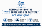 NADSFL announcement graphic: "Nominations for the 2026 Supervisor of the Year are now open!" Highlights three key areas: Honor outstanding leadership, Recognize the impact they make, and Celebrate excellence in world languages. Nomination deadline is Sunday, September 20, 2026. Contact Irma Torres, Nominations Chair, at irma.torres48331@gmail.com for questions.